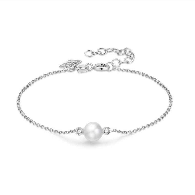 Bracelets | Bracelet en Argent, Perle, 2 Pierres Blanc – Femmes Bijoux Blanc