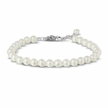 Bracelets | Bracelet en Argent, Perles de 6 mm Blanc – Femmes Bijoux Blanc