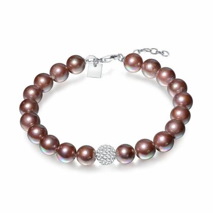 Bracelets | Bracelet en Argent, Perles Mauves, Boule Avec Cristaux Mauve – Femmes Bijoux Bracelets