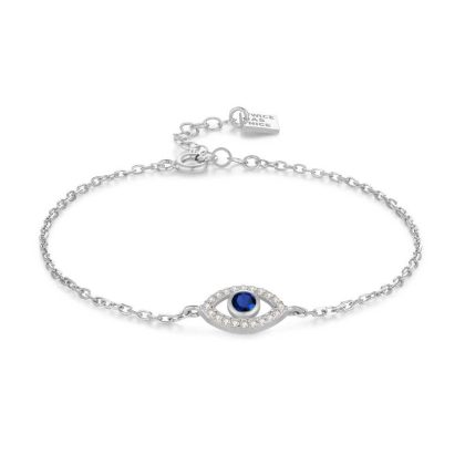 Bracelets | Bracelet en Argent, Petit Oeil Avec Zircons Blancs et Bleu Zilverkleur – Femmes Bijoux Bracelets