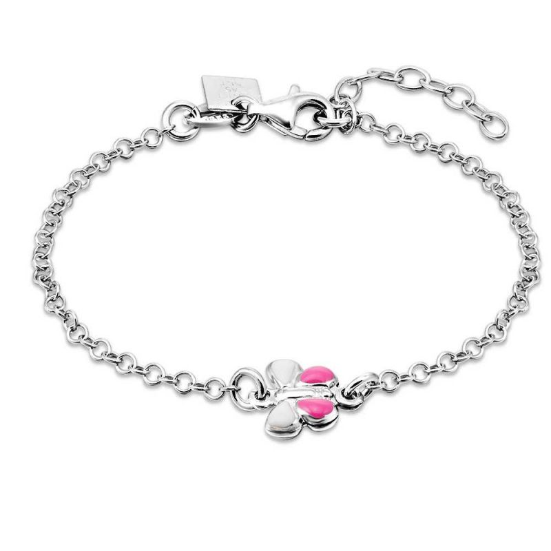 Bracelets | Bracelet en Argent, Petit Papillon Rose – Enfants Bijoux Bracelets