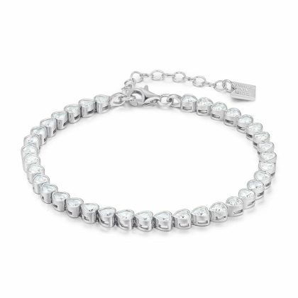 Bracelets | Bracelet en Argent, Petits Coeurs, Zircons Zilverkleur – Femmes Bijoux Bracelets