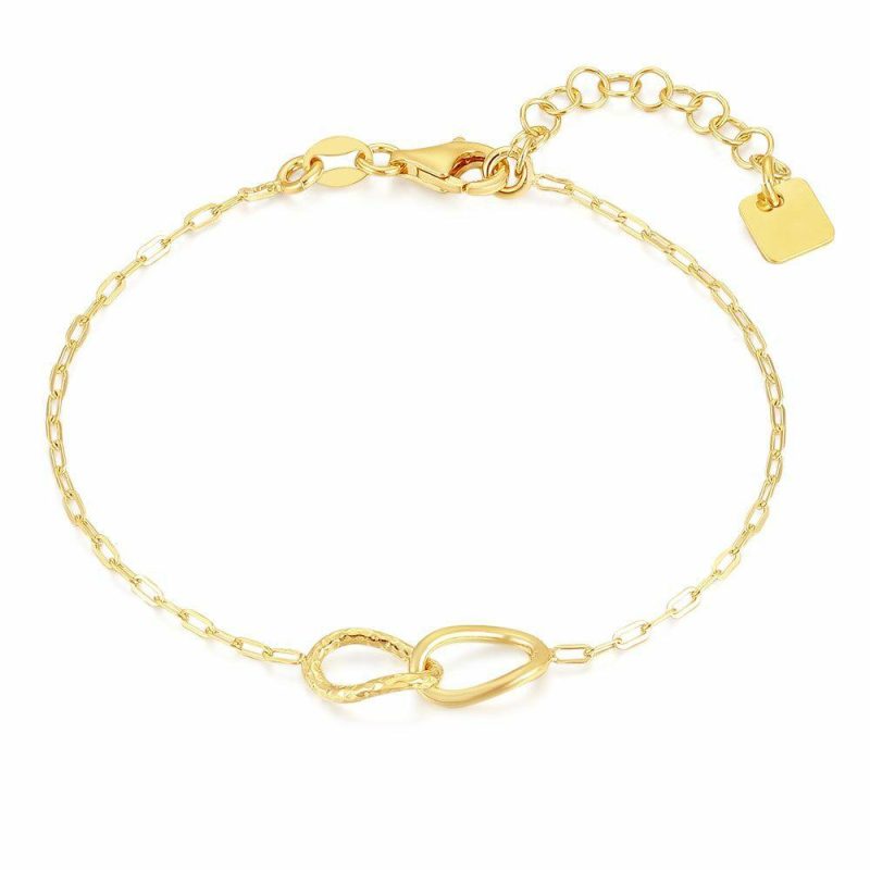 Bracelets | Bracelet en Argent Plaqué Or 18Ct, 2 Ovales, 1 Martelé – Femmes Bijoux Bracelets