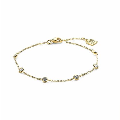 Bracelets | Bracelet en Argent Plaqué Or 18Ct, 6 Petites Pierres Blanc – Femmes Bijoux Blanc