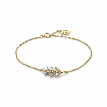 Bracelets | Bracelet en Argent Plaqué Or 18Ct, Branche, Pierres Blanc – Femmes Bijoux Blanc