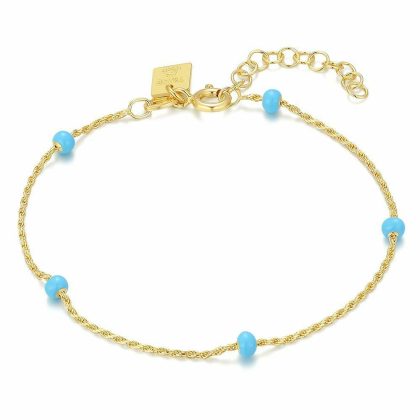 Bracelets | Bracelet en Argent Plaqué Or 18Ct, Émail Bleu Bleu – Femmes Bijoux Bleu