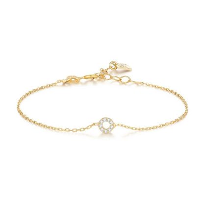 Bracelets | Bracelet en Argent Plaqué Or 18Ct, Cercle 5 mm, Zircons Blancs Blanc – Femmes Bijoux Blanc