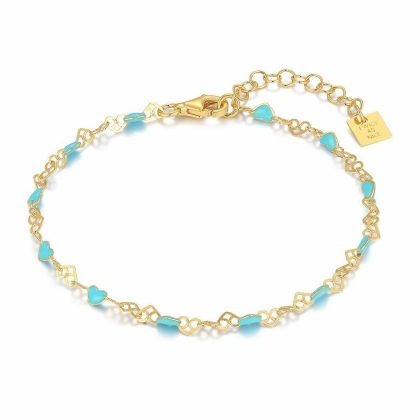 Bracelets | Bracelet en Argent Plaqué Or 18Ct, Coeurs Turquoises Turquoise – Femmes Bijoux Bracelets