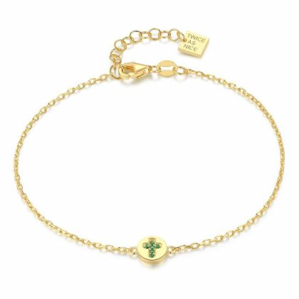 Bracelets | Bracelet en Argent Plaqué Or 18Ct, Croix Vert Vert – Femmes Bijoux Bracelets