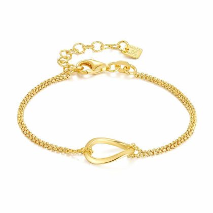 Bracelets | Bracelet en Argent Plaqué Or 18Ct, Double Chaîne, Lien Ovale Goudkleur – Femmes Bijoux Bracelets