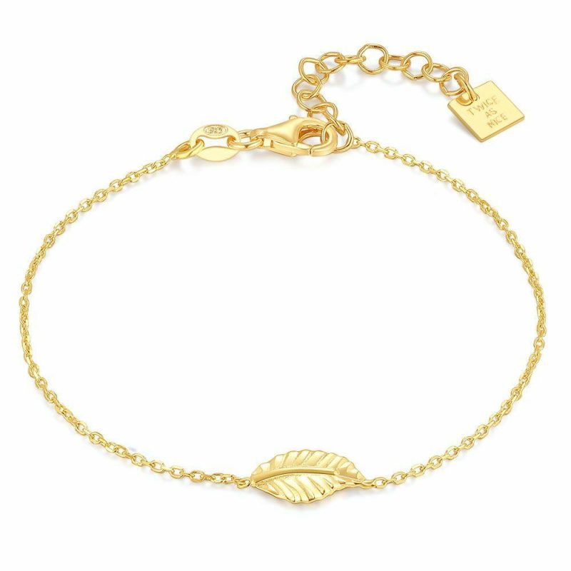 Bracelets | Bracelet en Argent Plaqué Or 18Ct, Feuille Pas de couleur – Femmes Bijoux Bracelets