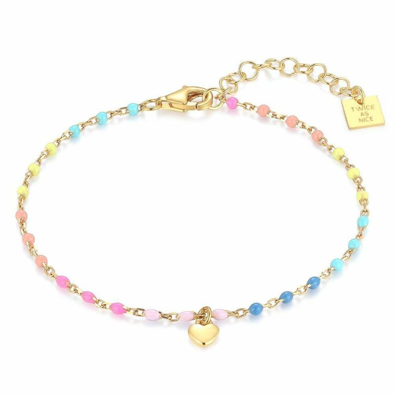 Bracelets | Bracelet en Argent Plaqué Or 18Ct, Fluo Avec Coeur Multi – Femmes Bijoux Bracelets