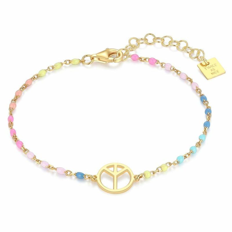 Bracelets | Bracelet en Argent Plaqué Or 18Ct, Fluo Avec Peace Multi – Femmes Bijoux Bracelets