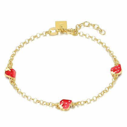 Bracelets | Bracelet en Argent Plaqué Or 18Ct, Fraises Rouge – Enfants Bijoux Bracelets