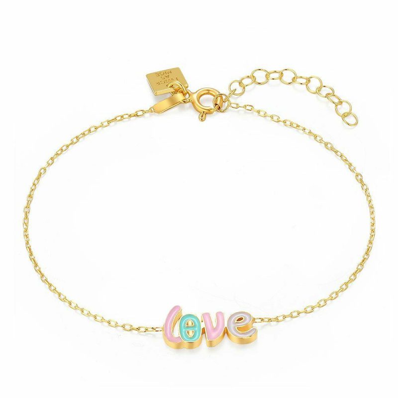 Bracelets | Bracelet en Argent Plaqué Or 18Ct, Love en Couleur Multi – Femmes Bijoux Bracelets