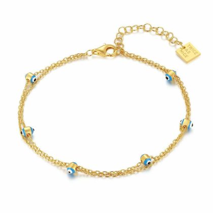 Bracelets | Bracelet en Argent Plaqué Or 18Ct, Nazar Bleu – Femmes Bijoux Bleu