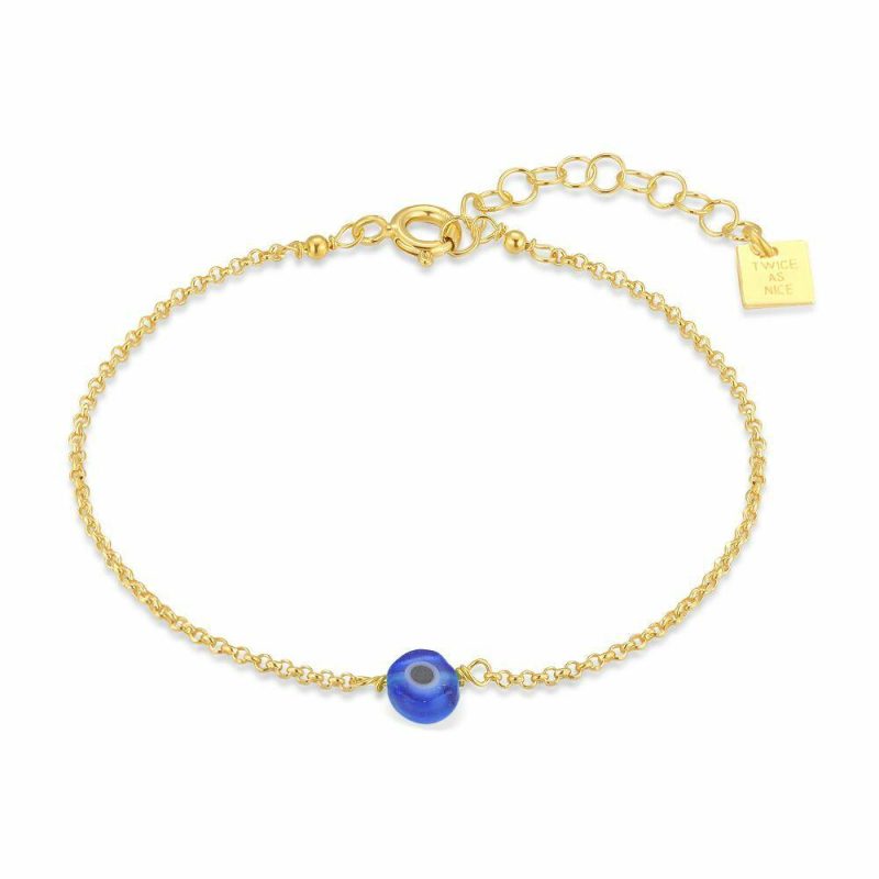 Bracelets | Bracelet en Argent Plaqué Or 18Ct, Nazar Bleu – Femmes Bijoux Bleu