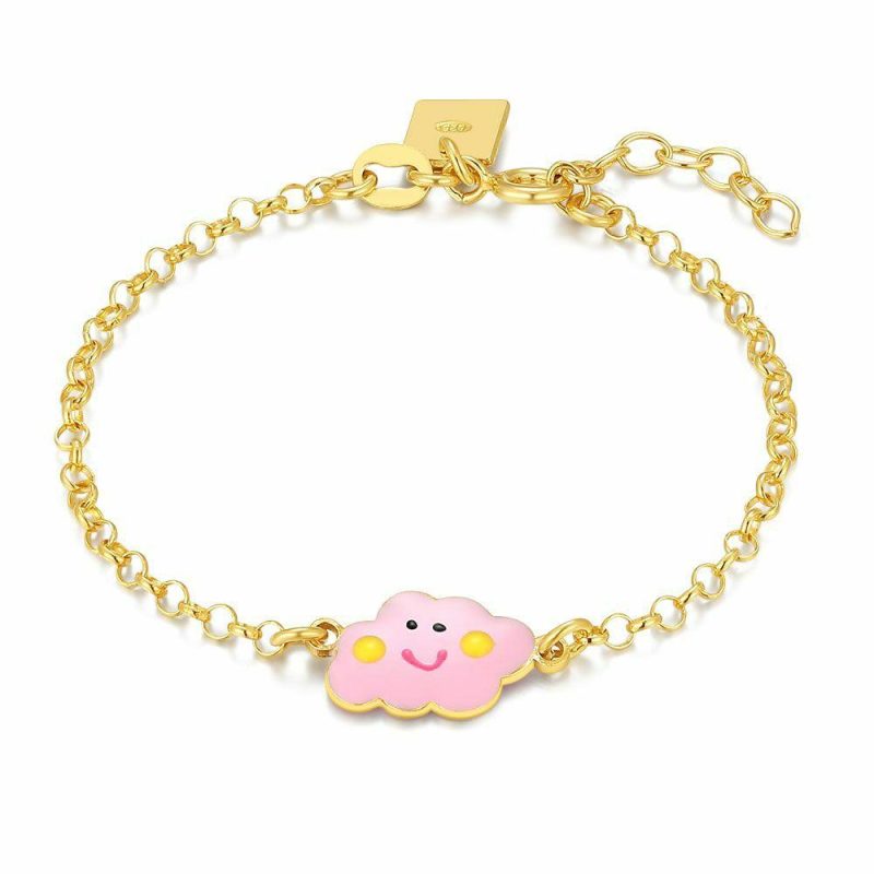 Bracelets | Bracelet en Argent Plaqué Or 18Ct, Nuage Rose Rose – Enfants Bijoux Bracelets