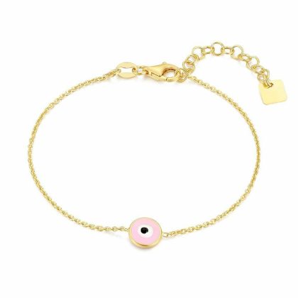 Bracelets | Bracelet en Argent Plaqué Or 18Ct, Oeil Rose Rose – Femmes Bijoux Bracelets