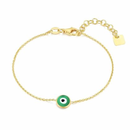 Bracelets | Bracelet en Argent Plaqué Or 18Ct, Oeil Vert Vert – Femmes Bijoux Bracelets