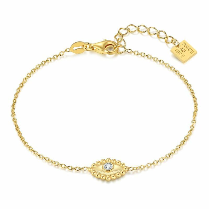 Bracelets | Bracelet en Argent Plaqué Or 18Ct, Oeuil Blanc – Femmes Bijoux Blanc