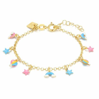 Bracelets | Bracelet en Argent Plaqué Or 18Ct, Pendentifs Émail Multi – Enfants Bijoux Bracelets