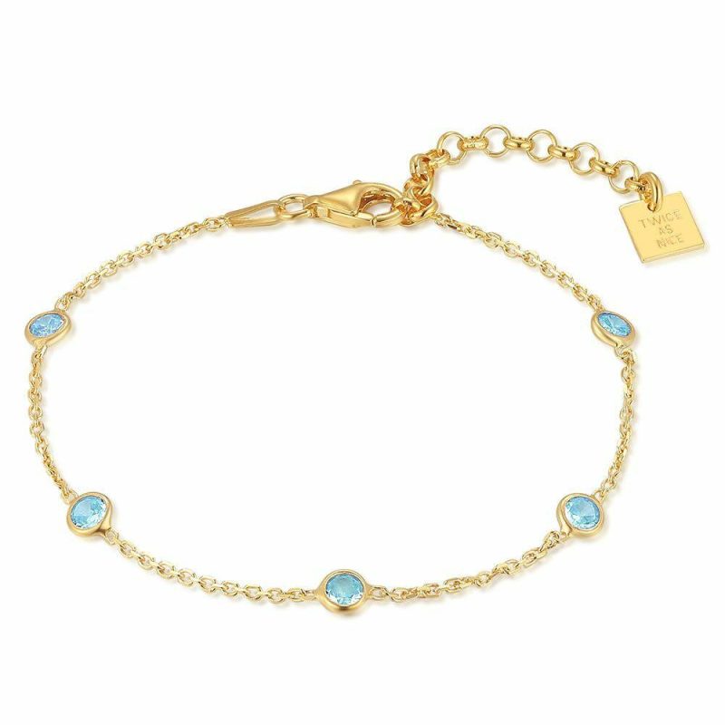 Bracelets | Bracelet en Argent Plaqué Or 18Ct, Pierres Bleu Ciel Bleu ciel – Femmes Bijoux Bleu ciel