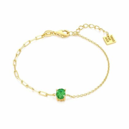 Bracelets | Bracelet en Argent Plaqué Or 18Ct, Zircon Oval Vert Vert – Femmes Bijoux Bracelets