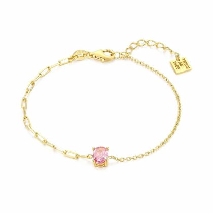 Bracelets | Bracelet en Argent Plaqué Or 18Ct, Zircon Ovale Rose Rose – Femmes Bijoux Bracelets