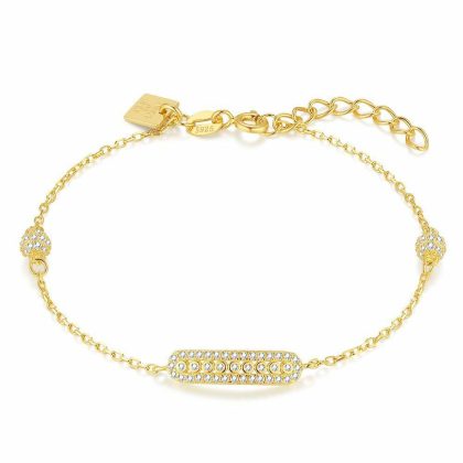 Bracelets | Bracelet en Argent Plaqué Or 18Ct, Zirconia Blancs Blanc – Femmes Bijoux Blanc