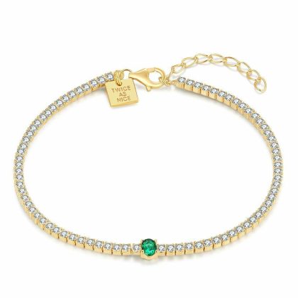 Bracelets | Bracelet en Argent Plaqué Or 18Ct, Zirconia Blancs et Vert Vert – Femmes Bijoux Bracelets