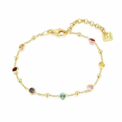 Bracelets | Bracelet en Argent Plaqué Or 18Ct, Zirconia Multi Couleur Multi – Femmes Bijoux Bracelets