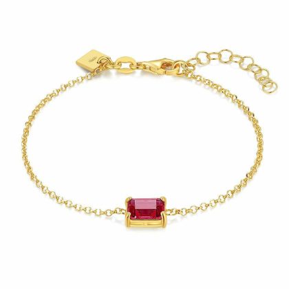 Bracelets | Bracelet en Argent Plaqué Or 18Ct, Zirconia Rouge Rouge – Femmes Bijoux Bracelets