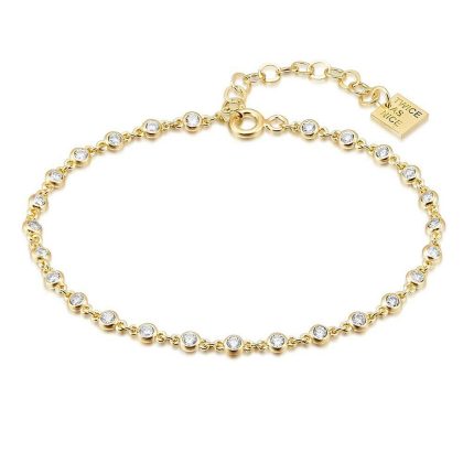 Bracelets | Bracelet en Argent Plaqué Or 18Ct, Zircons Blancs 3 mm Blanc – Femmes Bijoux Blanc