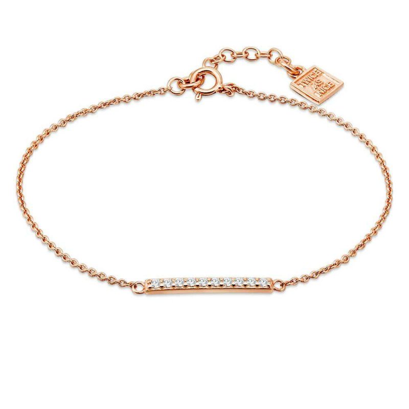 Bracelets | Bracelet en Argent Rosé, Barre Avec Zircons Rosé – Femmes Bijoux Bracelets