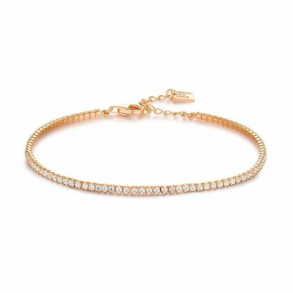 Bracelets | Bracelet en Argent Rosé, Bracelet Tennis, Zircons Blancs Blanc – Femmes Bijoux Blanc