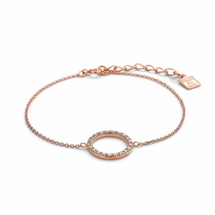 Bracelets | Bracelet en Argent Rosé, Cercle de 14Mm, Zircons Blanc – Femmes Bijoux Blanc