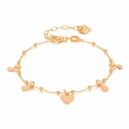 Bracelets | Bracelet en Argent Rosé, Coeurs, Boules Rosé – Femmes Bijoux Bracelets