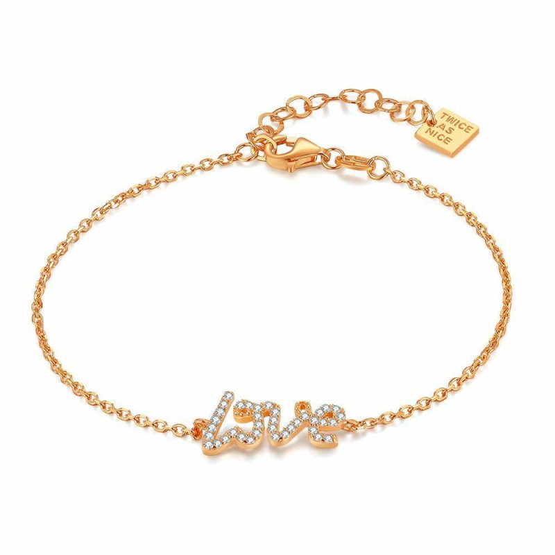 Bracelets | Bracelet en Argent Rosé, Love Zirconia Blanc – Femmes Bijoux Blanc