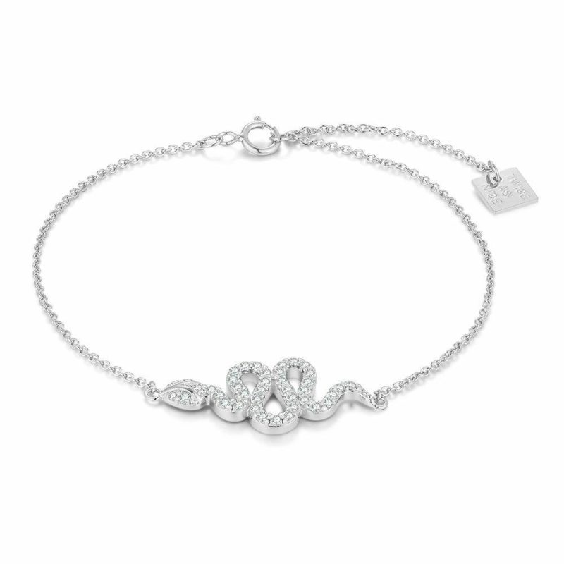 Bracelets | Bracelet en Argent, Serpent, Pierres Blanc – Femmes Bijoux Blanc