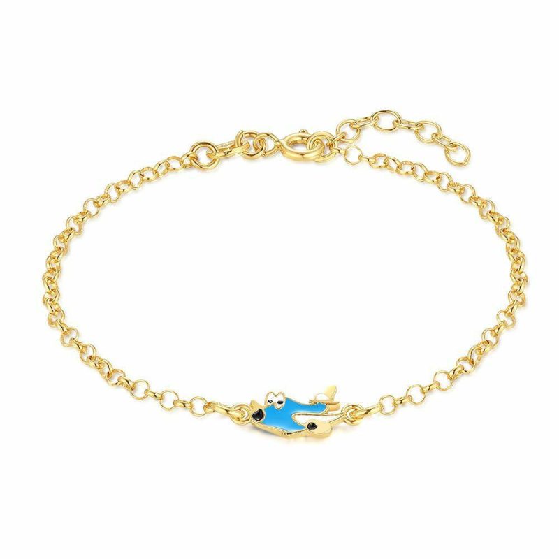 Bracelets | Bracelet en Argent, Ton Or, Avion Bleu Multi – Enfants Bijoux Bracelets