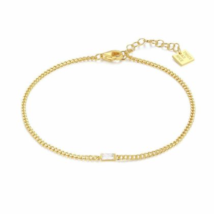 Bracelets | Bracelet en Argent, Ton Or, Rectangulaire en Zircon Blanc Blanc – Femmes Bijoux Blanc