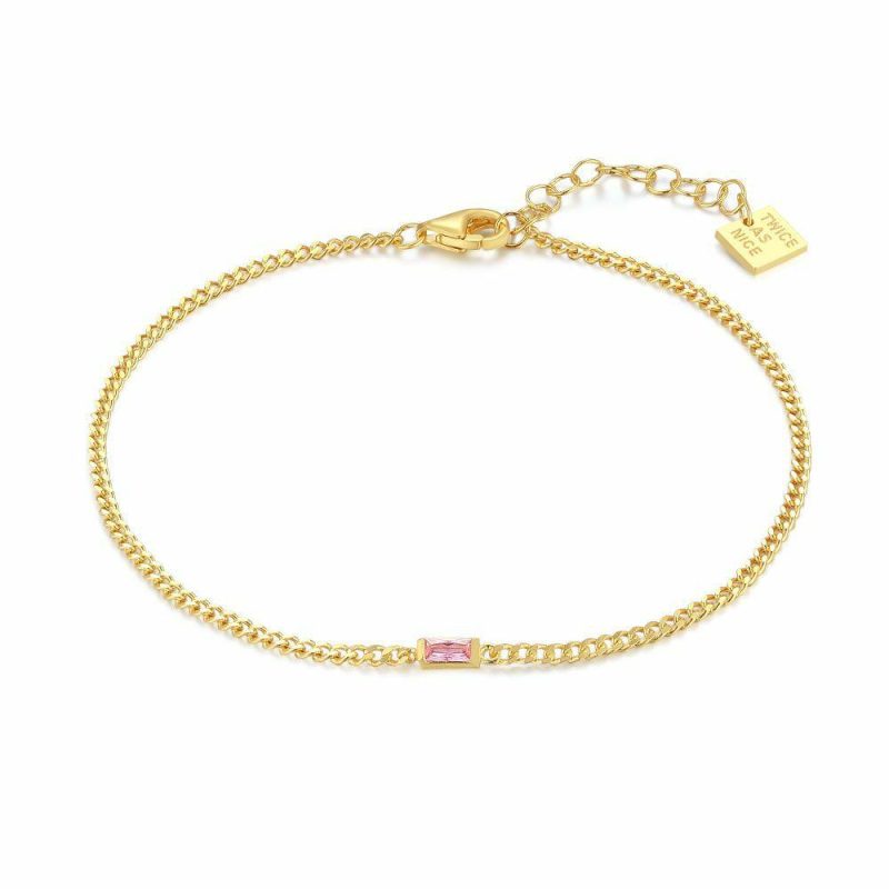 Bracelets | Bracelet en Argent, Ton Or, Zircon Rose Rectangulaire Rose – Femmes Bijoux Bracelets