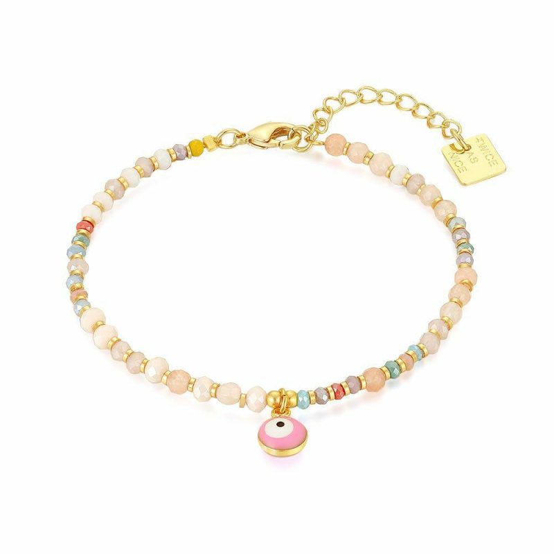 Bracelets | Bracelet Haute Fantaisie, Perles de Couleur Rose, Oeil Rose Rose – Femmes Bijoux Bracelets