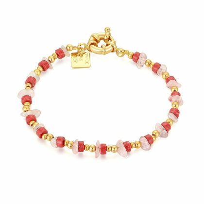 Bracelets | Bracelet Haute Fantaisie, Pierres de Couleur Rose et Rouge Rose – Femmes Bijoux Bracelets