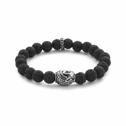 Bracelets | Bracelet Pierre Naturelle de Lave 8Mm, Motif Bouddha Noir – Hommes Bijoux Bracelets