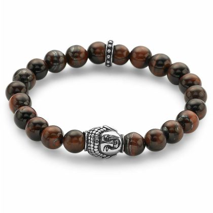 Bracelets | Bracelet Pierre Naturelle Tiger Eye Rouge 8 mm, Motif Bouddha Rouge – Hommes Bijoux Bracelets