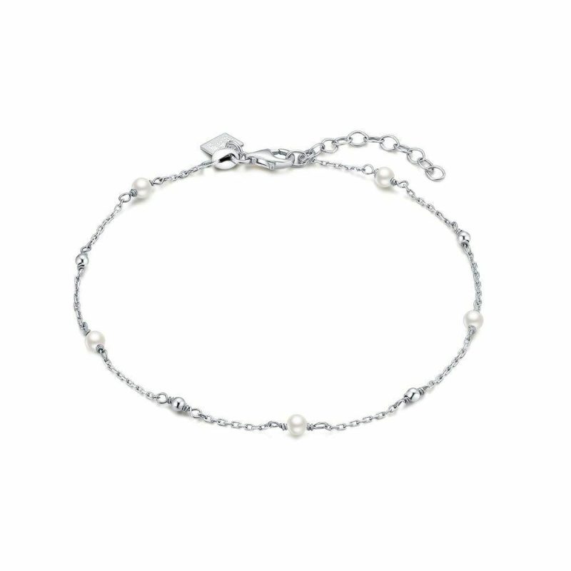 Bracelets | Chevillière en Argent, Perles Blanc – Femmes Bijoux Blanc