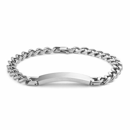 Bracelets | Gourmette en Acier, Motif Central Rectangulaire – Hommes Bijoux Bracelets