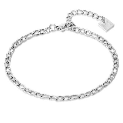 Chaînes | Bracelet en Acier Poli, Chaîne Figaro 3 mm Zilverkleur – Femmes Bijoux Chaînes